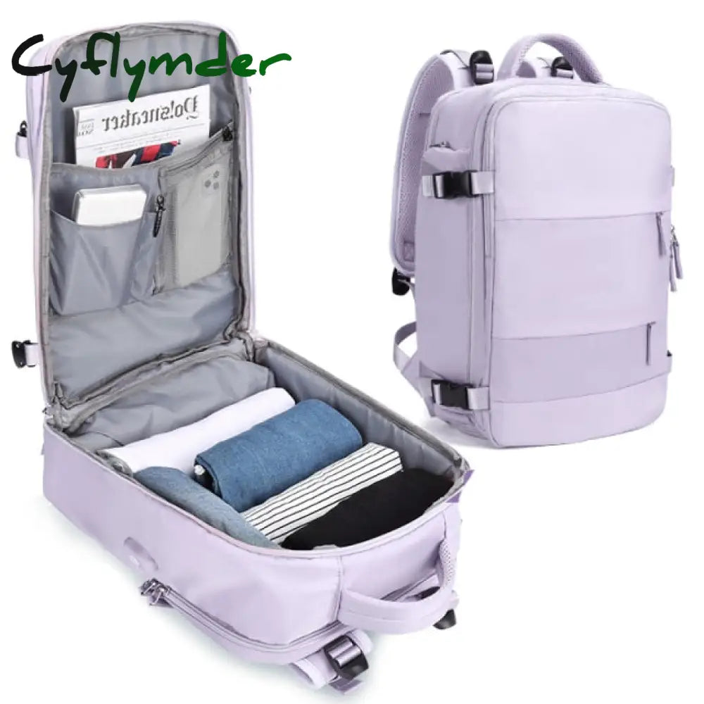 Cyflymder Purple Backpack Multifunctional Travel Bag Big Capactiy Shoulder Bags For Women With