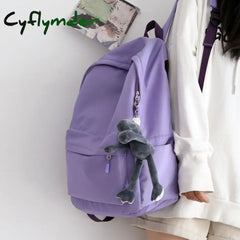 BACK TO SCHOOL Purple Simple Backpack Women Solid Color Waterproof Shoulder School Bags Female College Large-capacity Travel Backpacka Mochilas