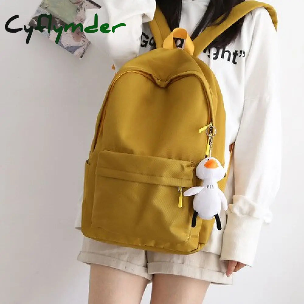 Cyflymder Purple Simple Backpack Women Solid Color Waterproof Shoulder School Bags Female College