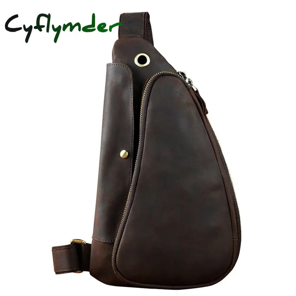 Cyflymder Quality Men Crazy Horse Leather Casual Fashion Waist Pack Chest Sling Bag Design One