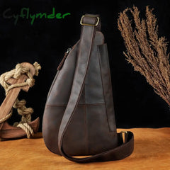 Cyflymder Quality Men Crazy Horse Leather Casual Fashion Waist Pack Chest Sling Bag Design One