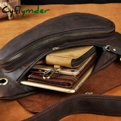 Cyflymder Quality Men Crazy Horse Leather Casual Fashion Waist Pack Chest Sling Bag Design One