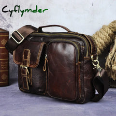 Cyflymder Quality Original Leather Design Male Shoulder Messenger Bag Cowhide Fashion Cross-Body