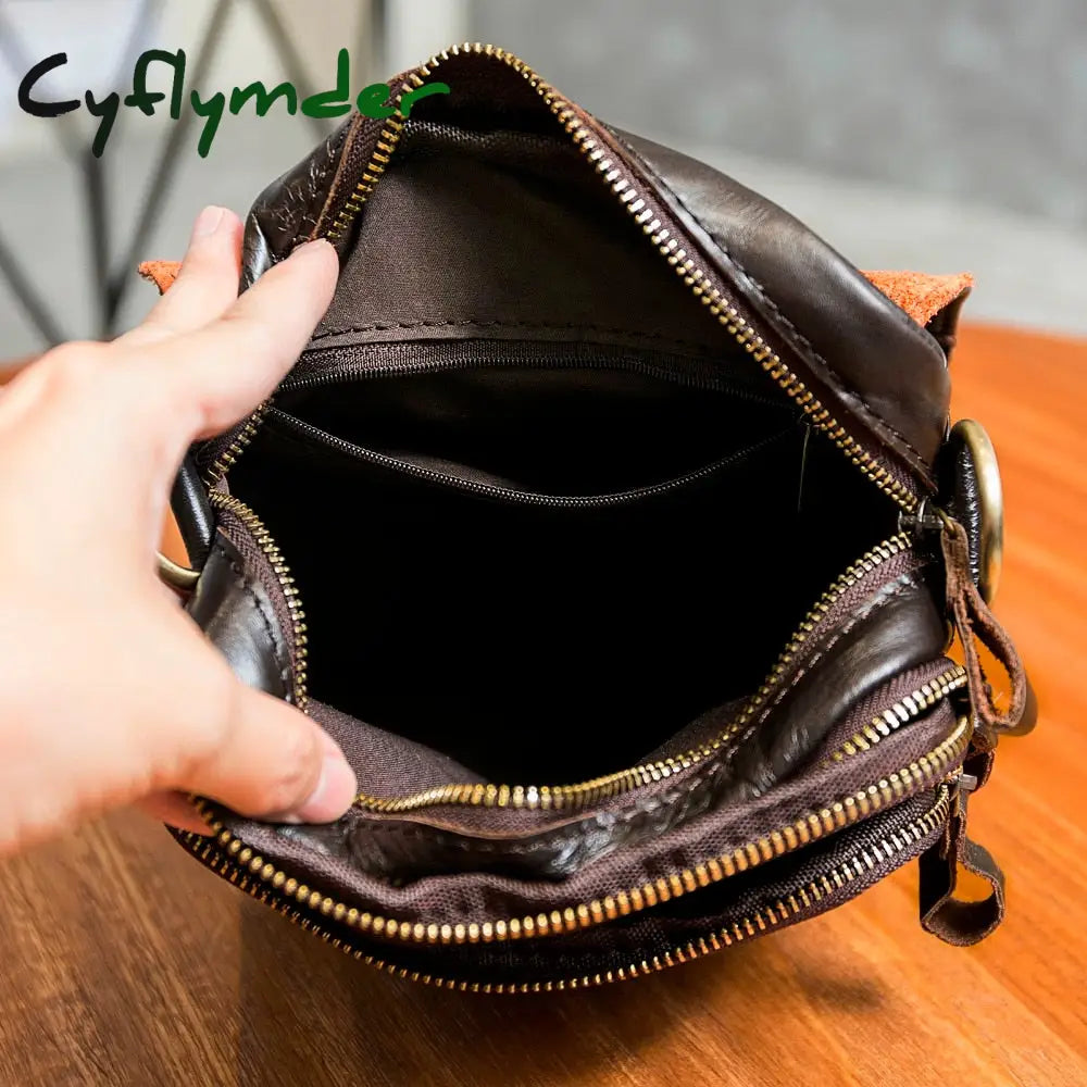 Cyflymder Quality Original Leather Male Casual Shoulder Messenger Bag Cowhide Fashion Cross-Body