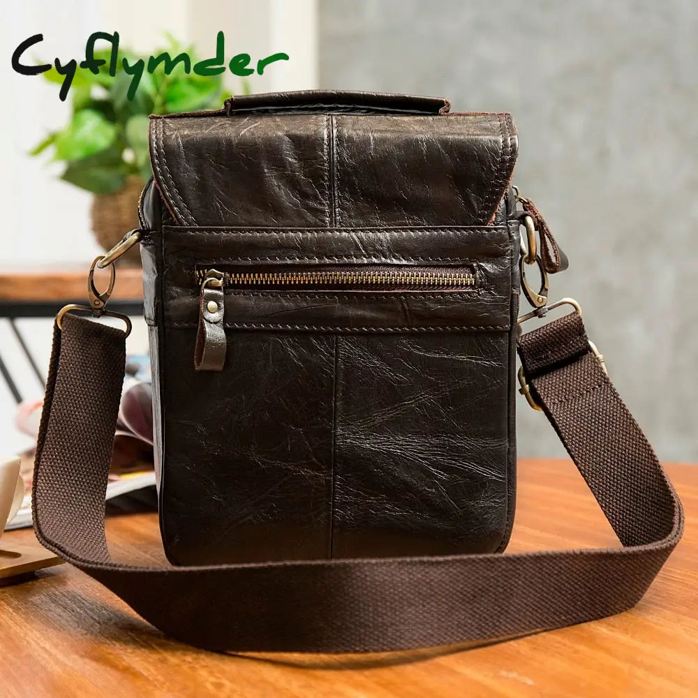 Cyflymder Quality Original Leather Male Casual Shoulder Messenger Bag Cowhide Fashion Cross-Body