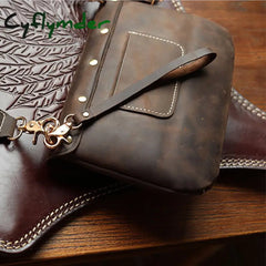 Cyflymder Quality Original Leather Male Casual Shoulder Messenger Satchel Bag Student Cowhide