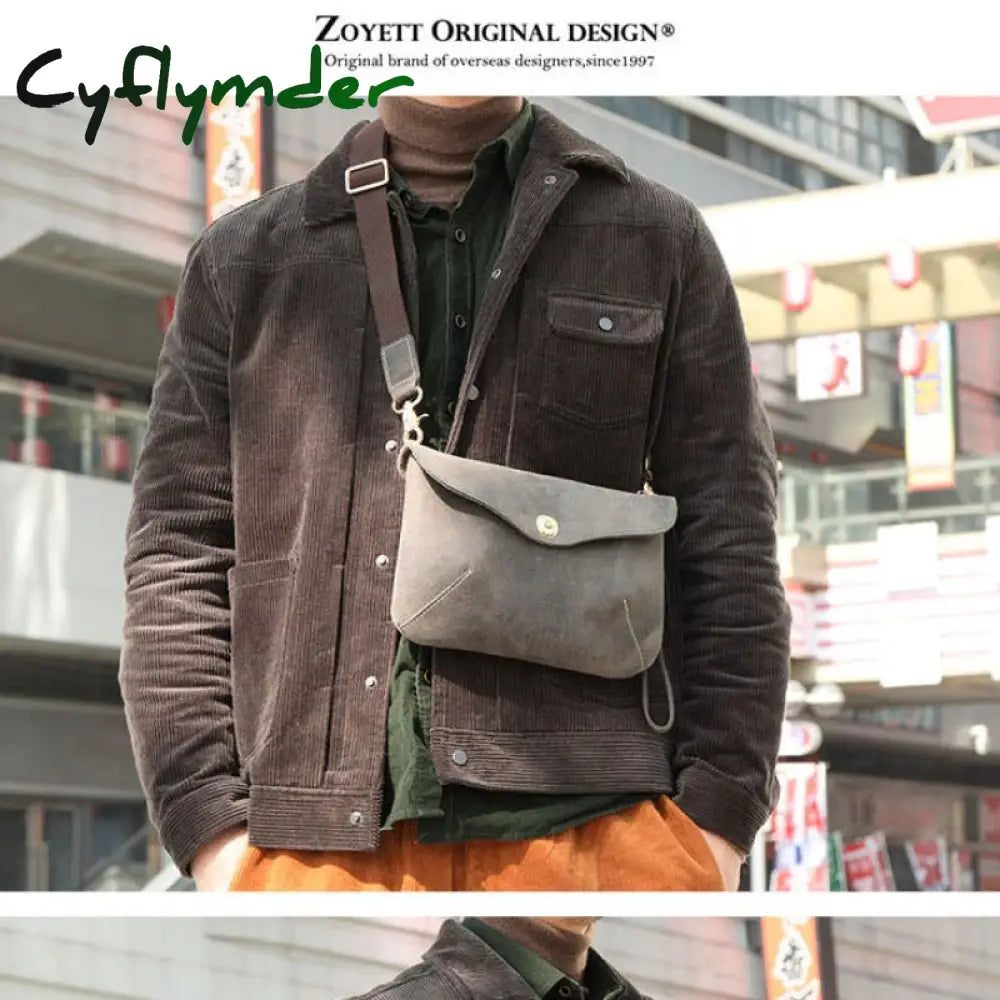 Cyflymder Quality Original Leather Male Casual Shoulder Messenger Satchel Bag Student Cowhide