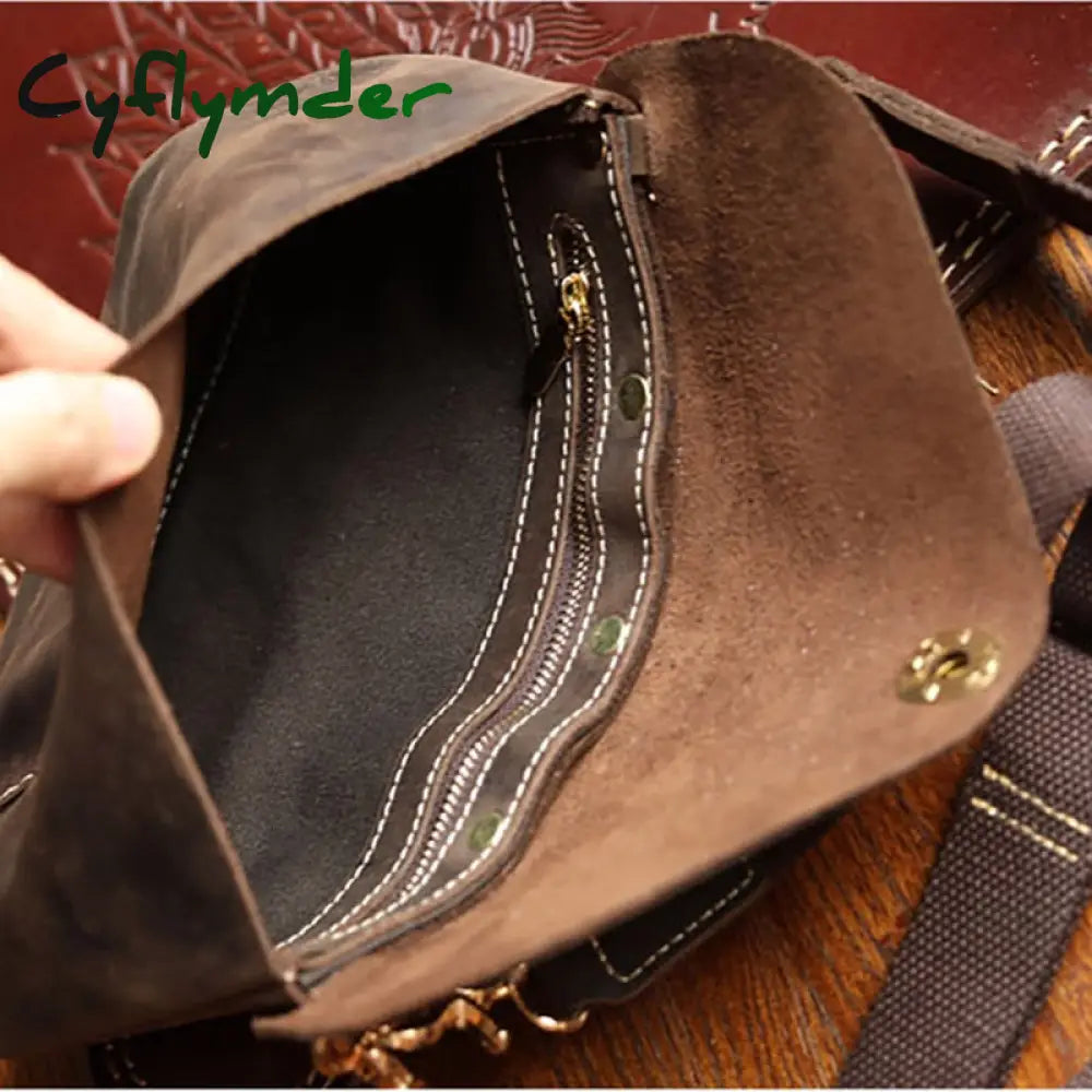 Cyflymder Quality Original Leather Male Casual Shoulder Messenger Satchel Bag Student Cowhide