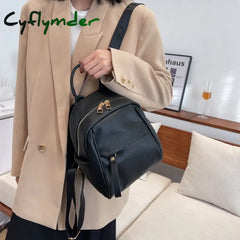 Cyflymder Quality Small Pu Leather Backpack Bags For Women New Trendy Back To School Teenagers