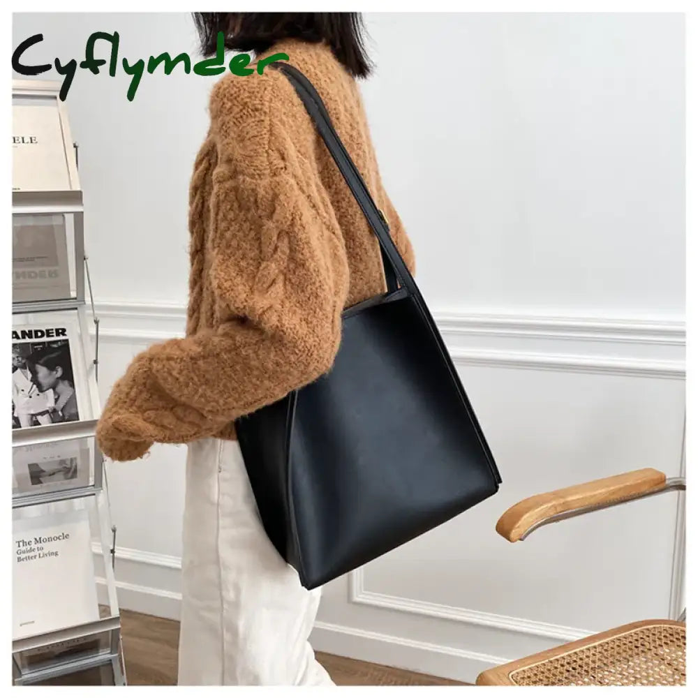 Cyflymder Quality Women Tote Bag Shoulder Leather Handbag Designer Luxury Totes Large Capacity