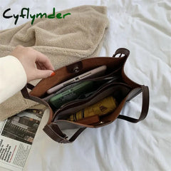 Cyflymder Quality Women Tote Bag Shoulder Leather Handbag Designer Luxury Totes Large Capacity