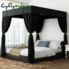 Cyflymder Queen/King Black Four Corner Post Bed Canopy Bed Curtains Sheer Canopy for Adults Girls Bedroom Decoration