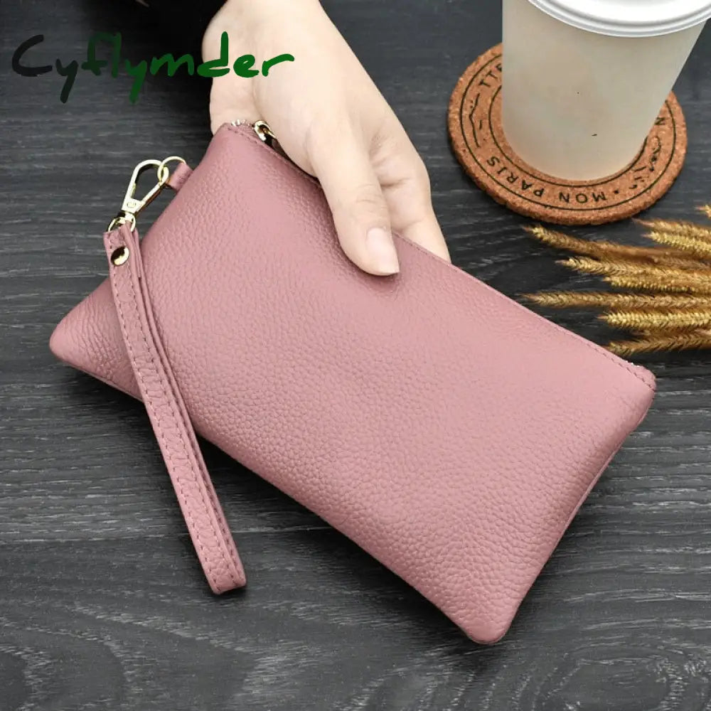 Cyflymder Real Cow Genuine Leather Wallet Women Mini Handbag Purse Card Id Phone Holder Zipper