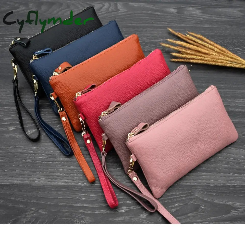 Cyflymder Real Cow Genuine Leather Wallet Women Mini Handbag Purse Card Id Phone Holder Zipper