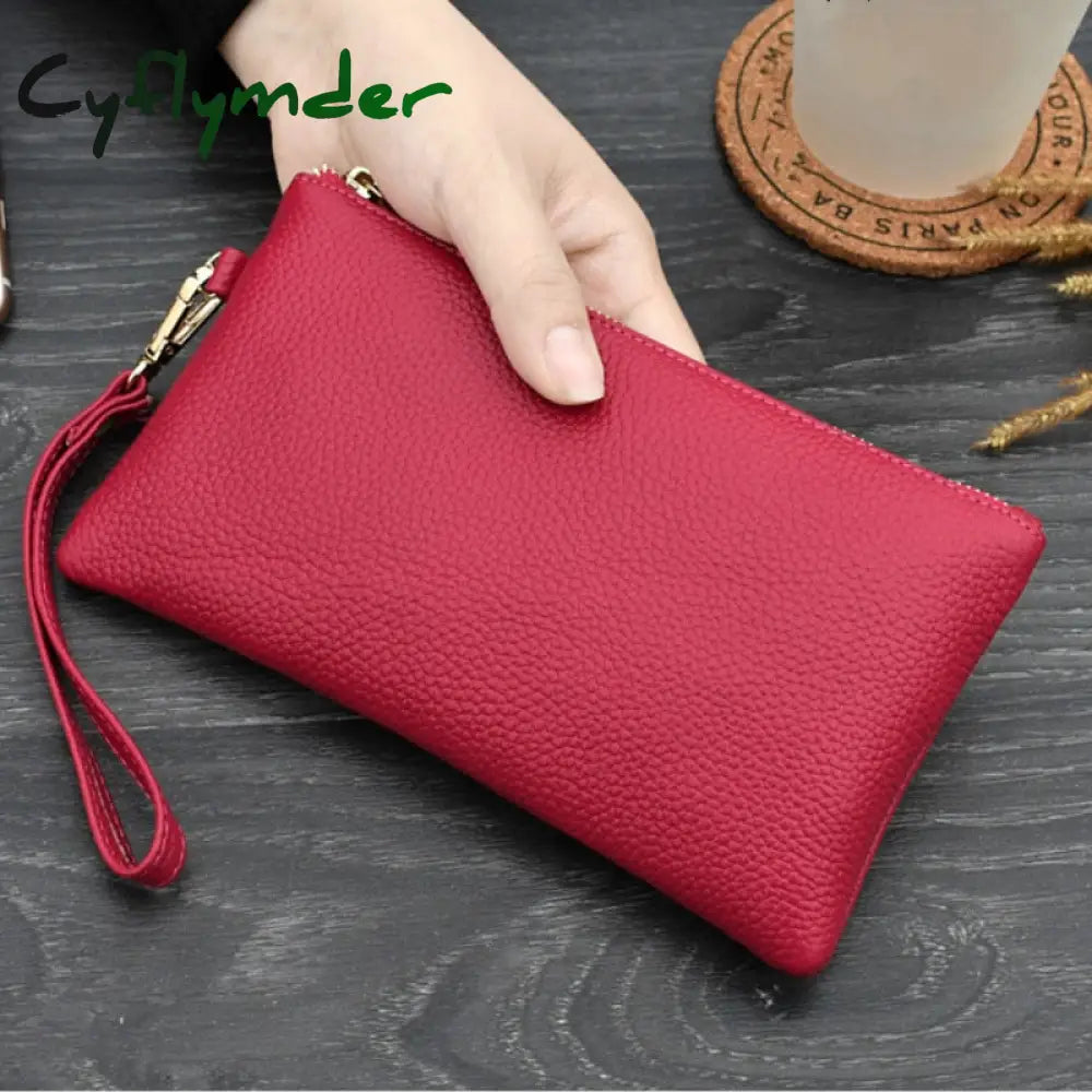 Cyflymder Real Cow Genuine Leather Wallet Women Mini Handbag Purse Card Id Phone Holder Zipper