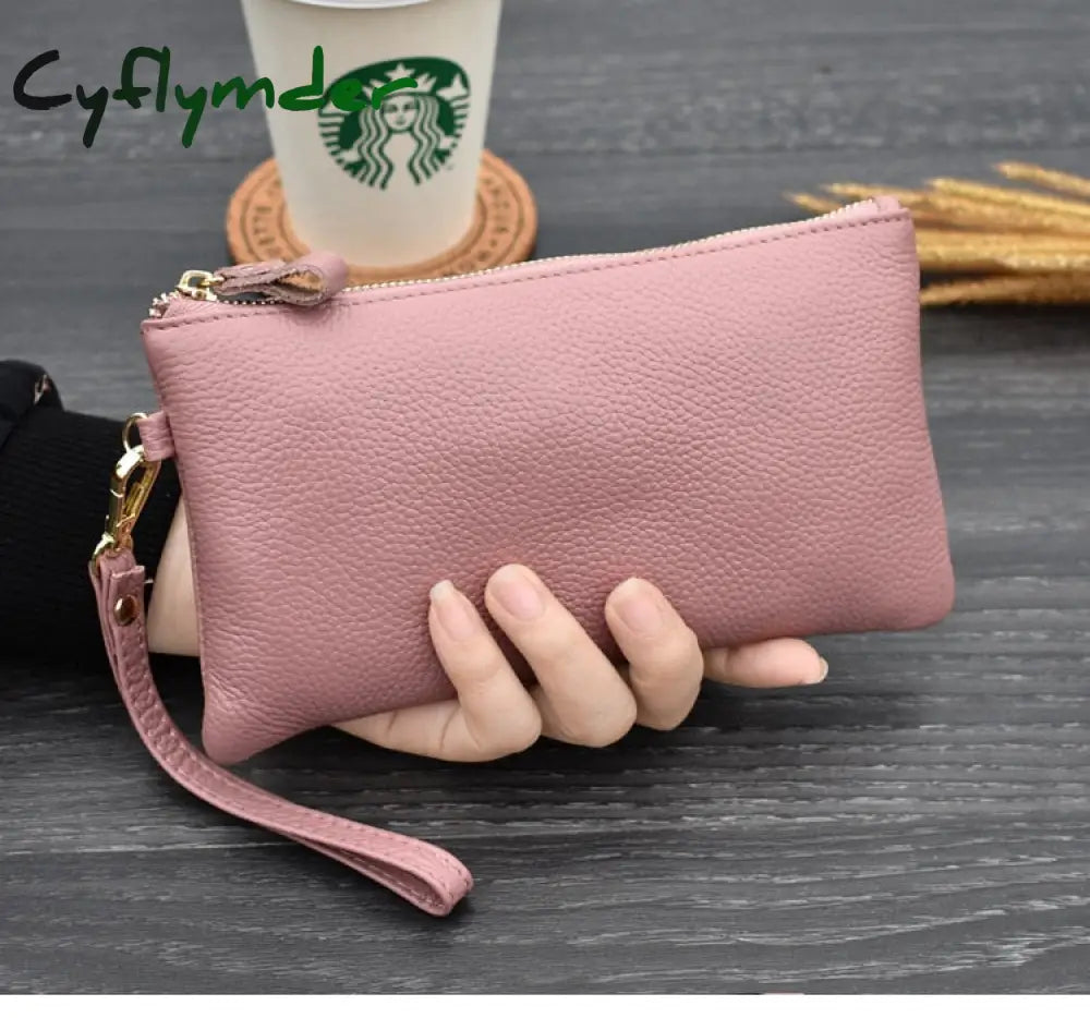 Cyflymder Real Cow Genuine Leather Wallet Women Mini Handbag Purse Card Id Phone Holder Zipper