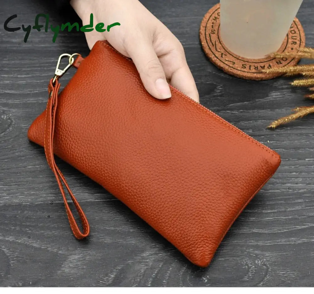 Cyflymder Real Cow Genuine Leather Wallet Women Mini Handbag Purse Card Id Phone Holder Zipper