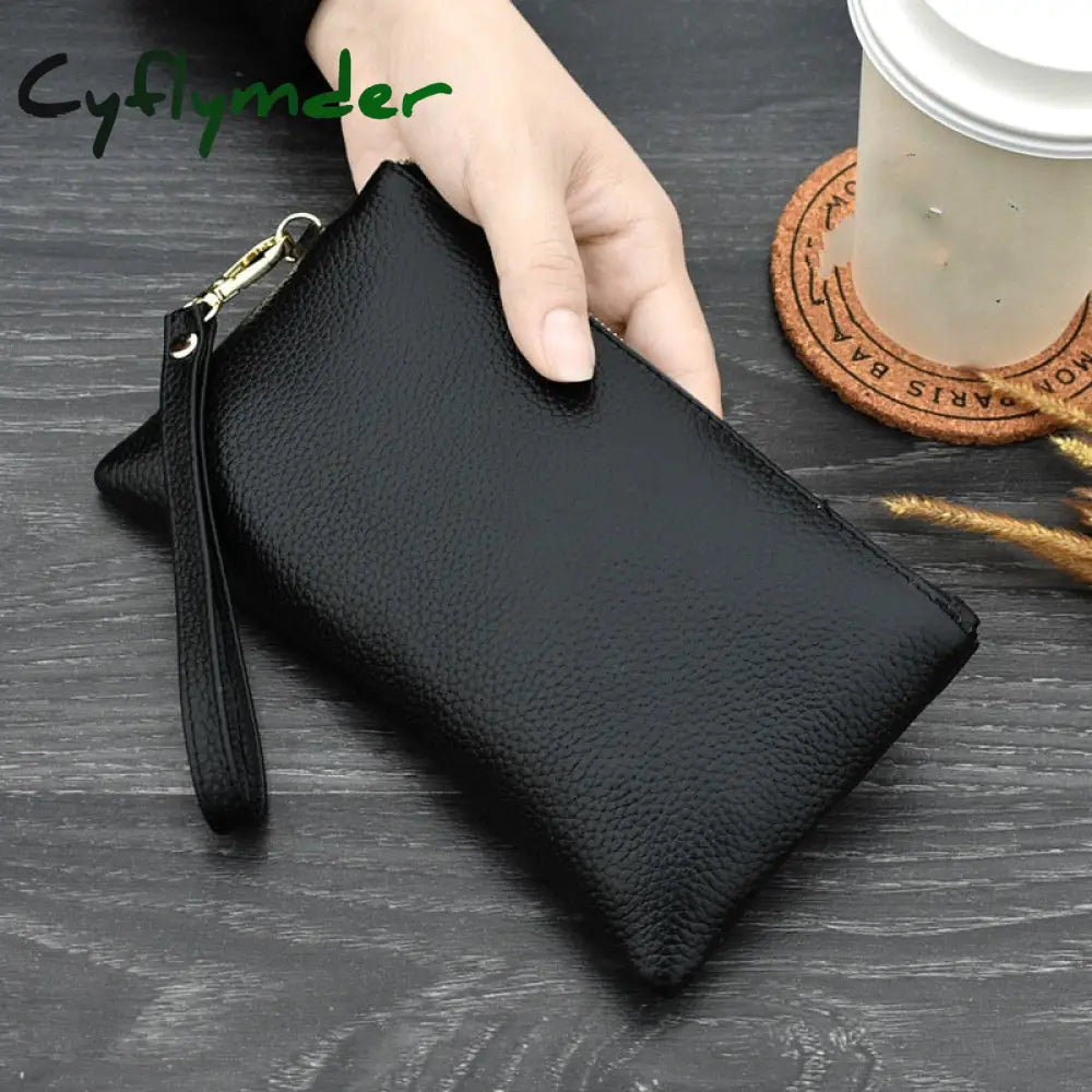 Cyflymder Real Cow Genuine Leather Wallet Women Mini Handbag Purse Card Id Phone Holder Zipper