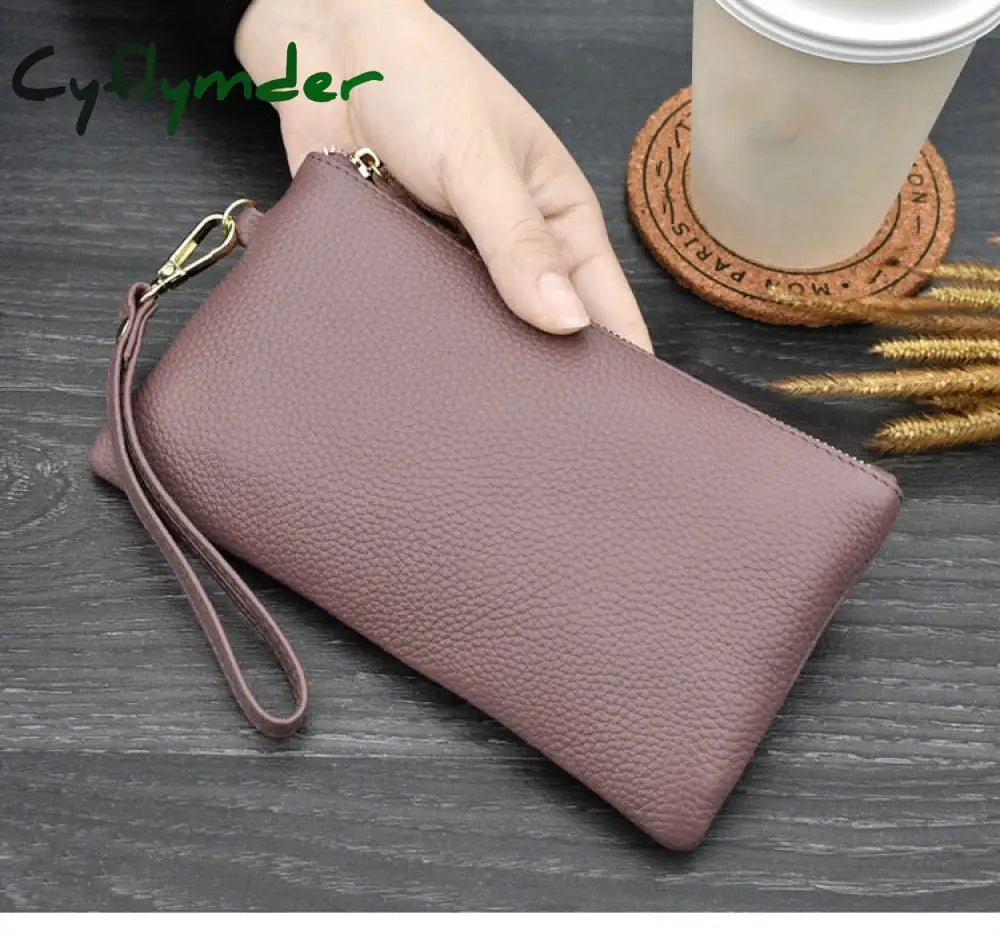 Cyflymder Real Cow Genuine Leather Wallet Women Mini Handbag Purse Card Id Phone Holder Zipper