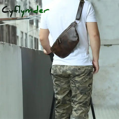 Cyflymder Real Leather Wait Bag Summer Outdoor Walking Portable Waist Packs Crazy Horse Male Fanny