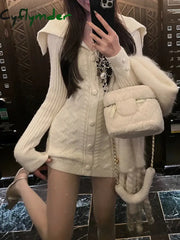Cyflymder red christmas dress Winter Vintage Knitted One Piece Dress Women Off Shoulder Elegant Mini Dress Female