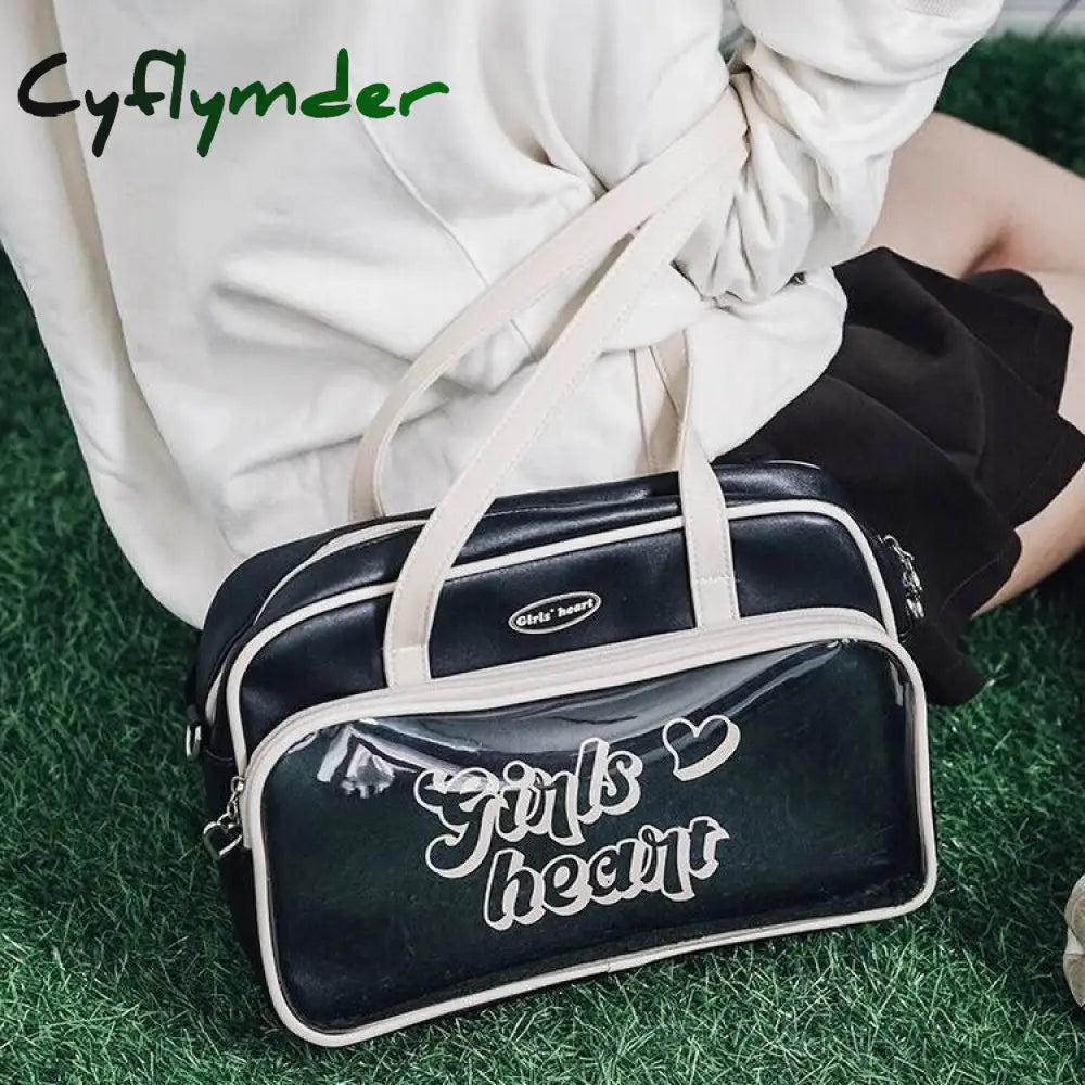 Cyflymder Retro American Style Ita Bag Transparent Women Shoulder Bags Baseball Crossbody Handbags