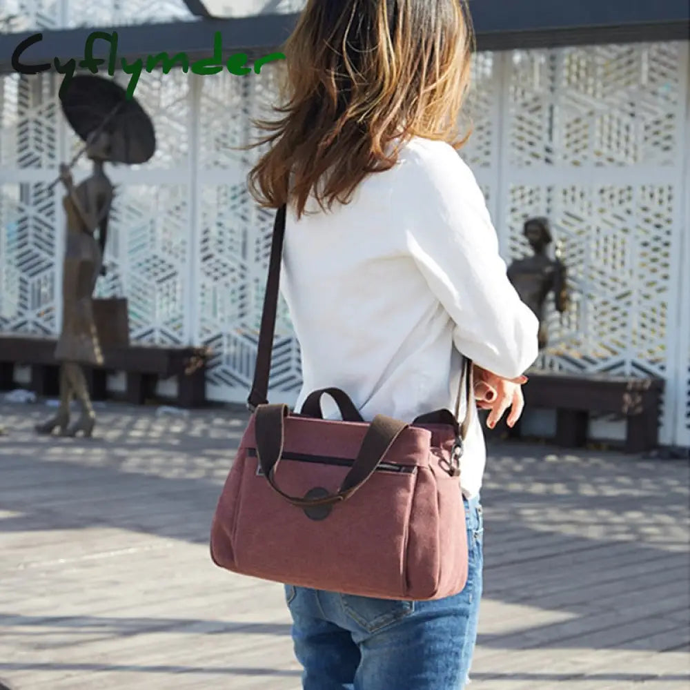 Cyflymder Retro Casual Women’s Bag Canvas Ladies Single-Shoulder Messenger Large-Capacity