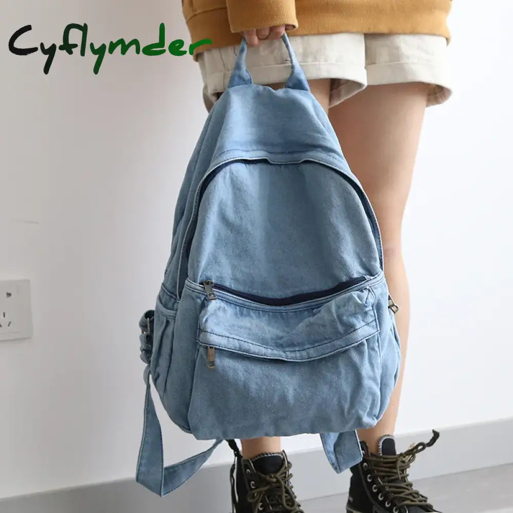 Cyflymder Retro Distressed Canvas Gray Backpack Boy Girl Cute College Female Book Travel Backpacks