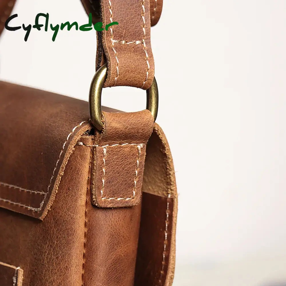 Cyflymder Retro Flip Black Small Shoulder Bag For Men Genuine Leather Sling Crossbody Bags Minority