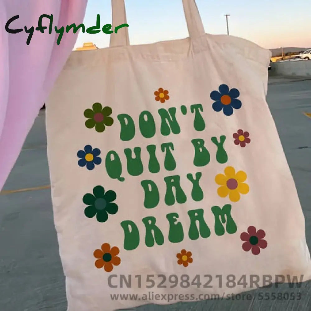 Cyflymder Retro Flower Power Y2K Floral Women Canvas Tote Bag Girl Reusable Shopper Foldable Ecobag