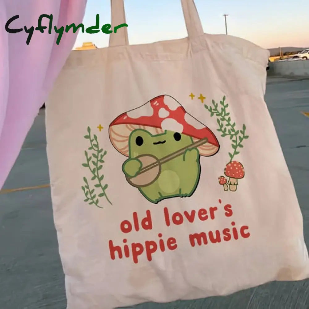 Cyflymder Retro Flower Power Y2K Floral Women Canvas Tote Bag Girl Reusable Shopper Foldable Ecobag