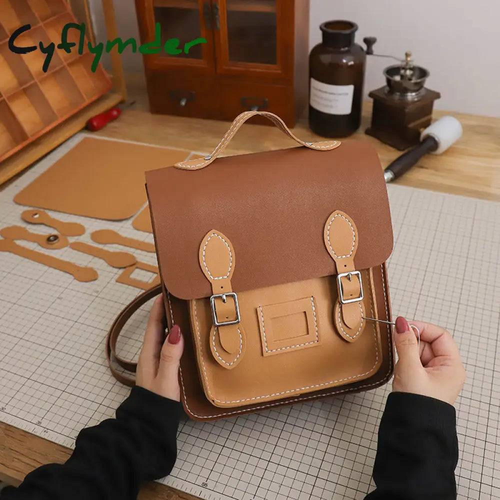 Cyflymder Retro Handmade Backpack Messenger Bag Hand Stitching Sew Diy Material Cambridge Woven