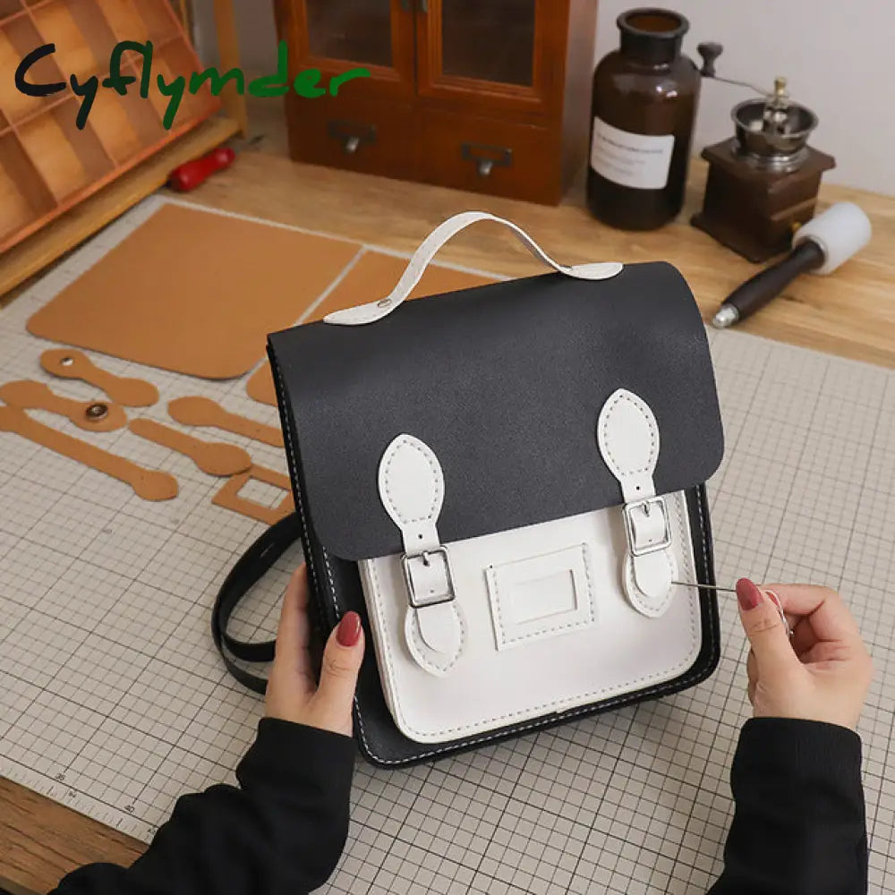 Cyflymder Retro Handmade Backpack Messenger Bag Hand Stitching Sew Diy Material Cambridge Woven