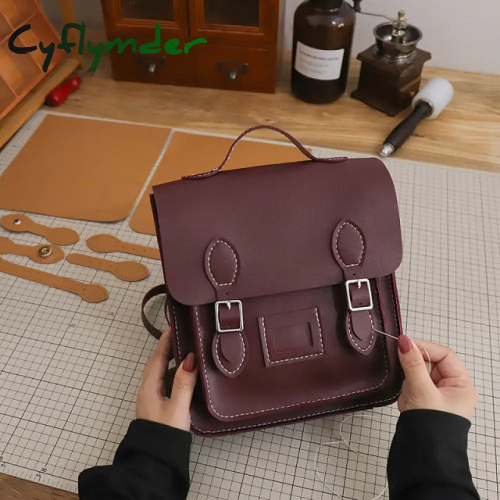 Cyflymder Retro Handmade Backpack Messenger Bag Hand Stitching Sew Diy Material Cambridge Woven