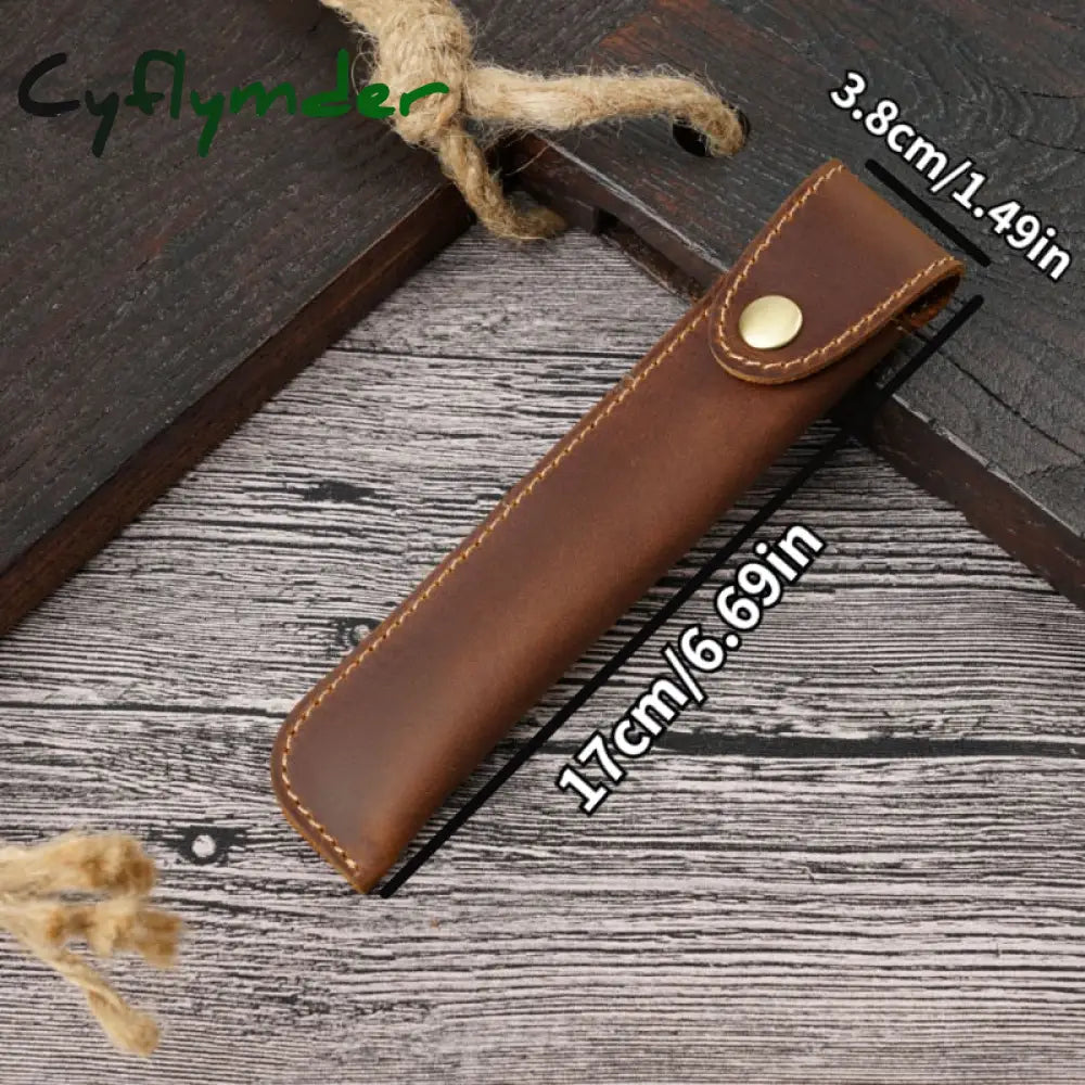 Cyflymder Retro Handmade Pencil Bag Cowhide Genuine Leather Pen Case Fountain Holder Creative