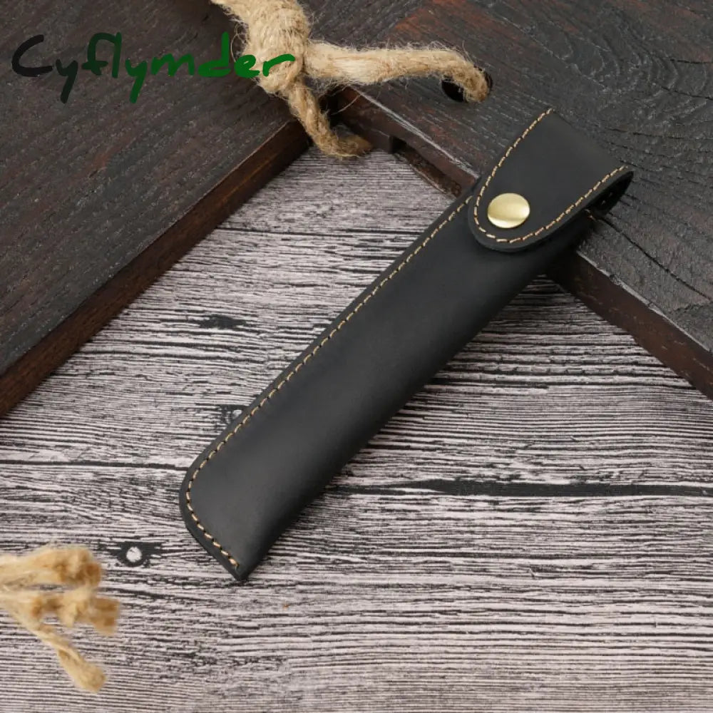 Cyflymder Retro Handmade Pencil Bag Cowhide Genuine Leather Pen Case Fountain Holder Creative