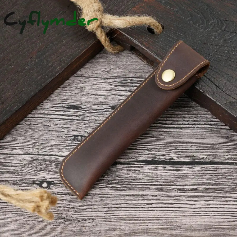 Cyflymder Retro Handmade Pencil Bag Cowhide Genuine Leather Pen Case Fountain Holder Creative