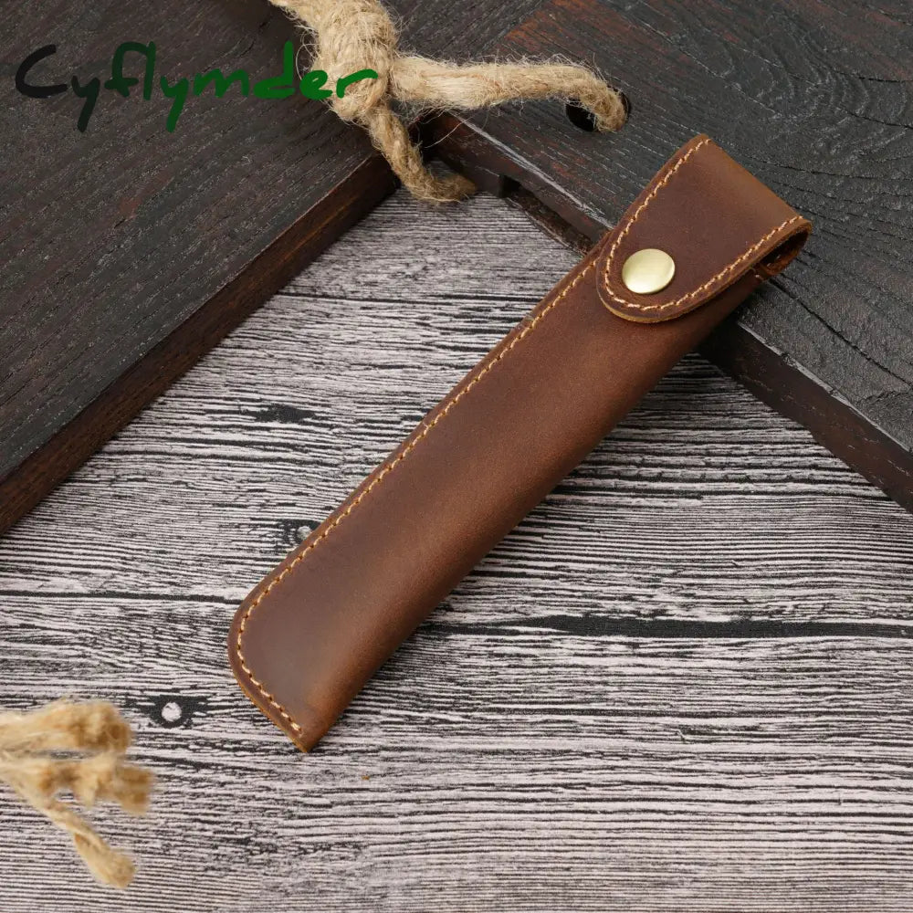 Cyflymder Retro Handmade Pencil Bag Cowhide Genuine Leather Pen Case Fountain Holder Creative