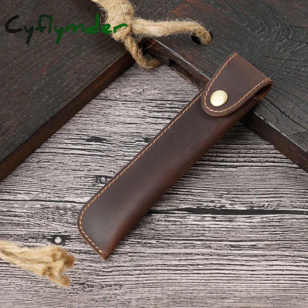 Cyflymder Retro Handmade Pencil Bag Cowhide Genuine Leather Pen Case Fountain Holder Creative