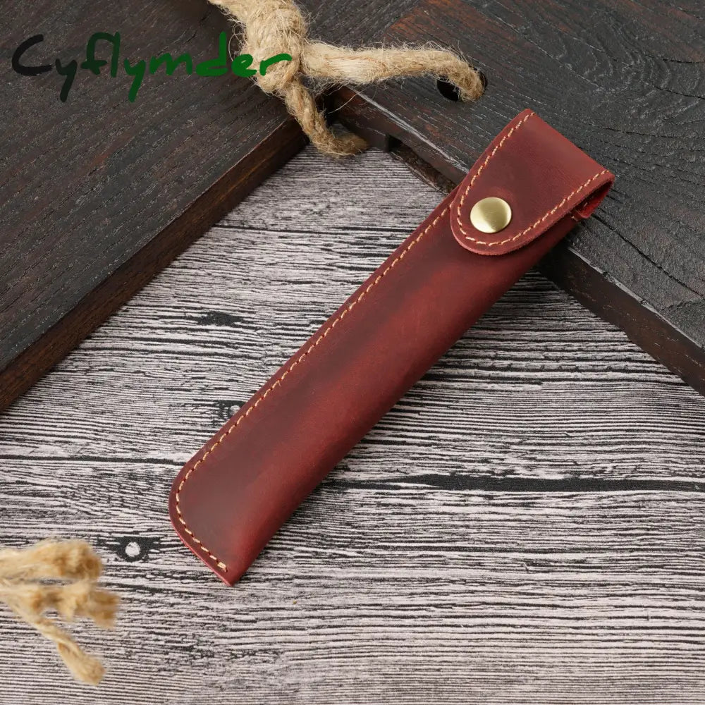 Cyflymder Retro Handmade Pencil Bag Cowhide Genuine Leather Pen Case Fountain Holder Creative