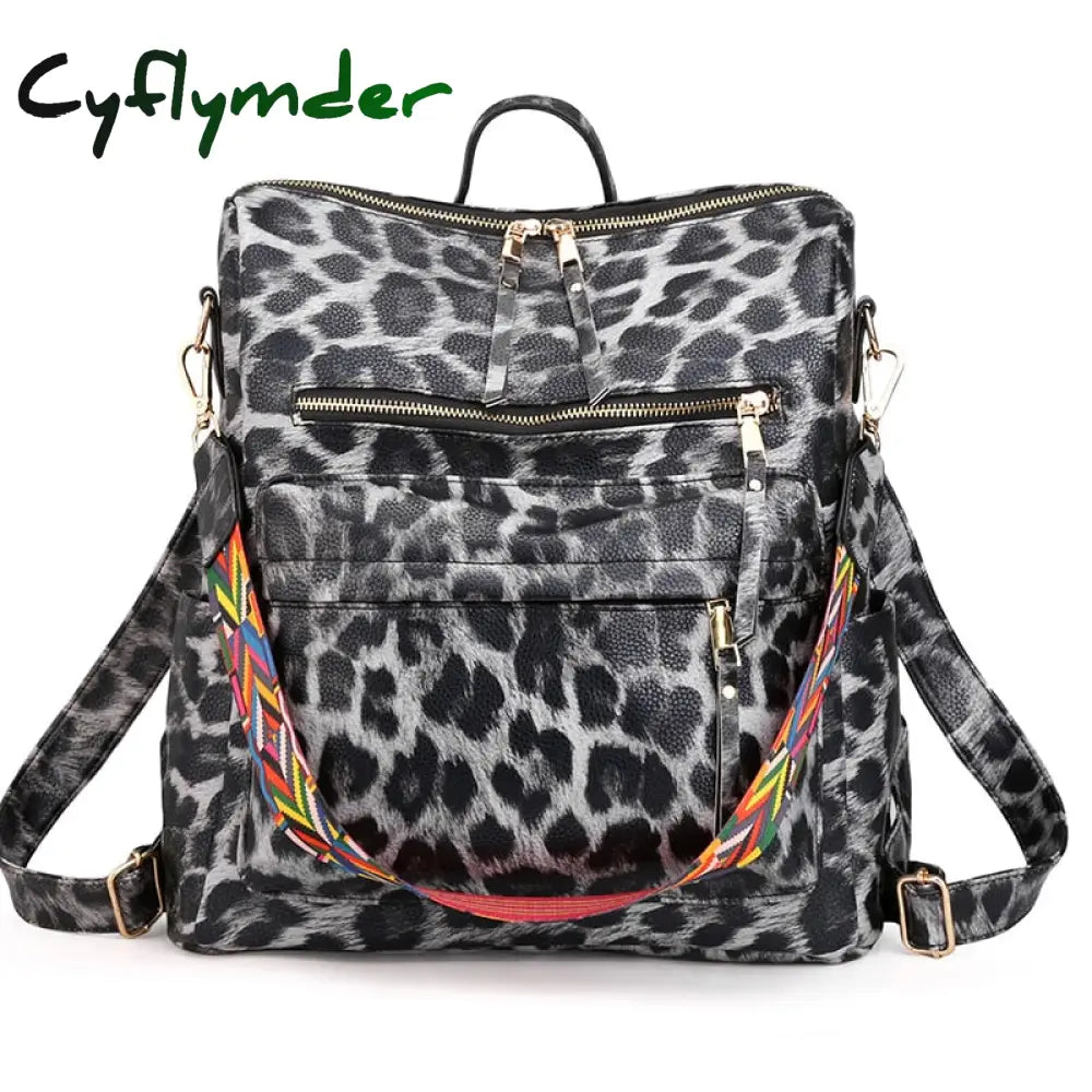 Cyflymder Retro Large Capacity Backpack Women Pu Leather Rucksack Women’s Knapsack Travel