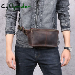 Cyflymder Retro Multifunctional Genuine Leather Men’s Chest Bag Crazy Horse Cowhide Waist Pack