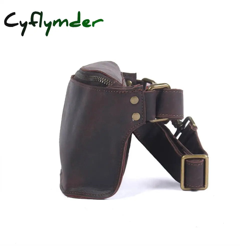 Cyflymder Retro Multifunctional Genuine Leather Men’s Chest Bag Crazy Horse Cowhide Waist Pack