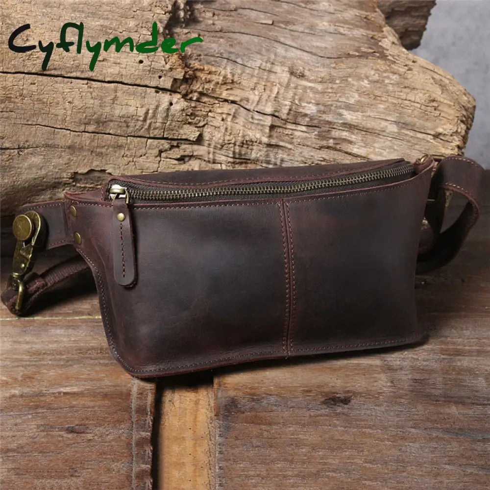 Cyflymder Retro Multifunctional Genuine Leather Men’s Chest Bag Crazy Horse Cowhide Waist Pack