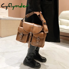 Cyflymder Retro Multiple Pockets Bag Pu Leather Crossbody Bags For Women Hit Trend Women’s