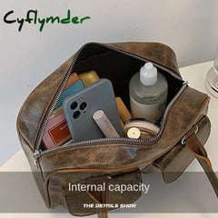 Cyflymder Retro Small Double Pockets Shoulder Bags for Women New Fashion Trend Designer Underarm Bag Female Handbags