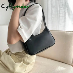 Cyflymder Retro Soft Pu Leather Women Shoulder Underarm Bags Casual Solid Color Small Top-Handle