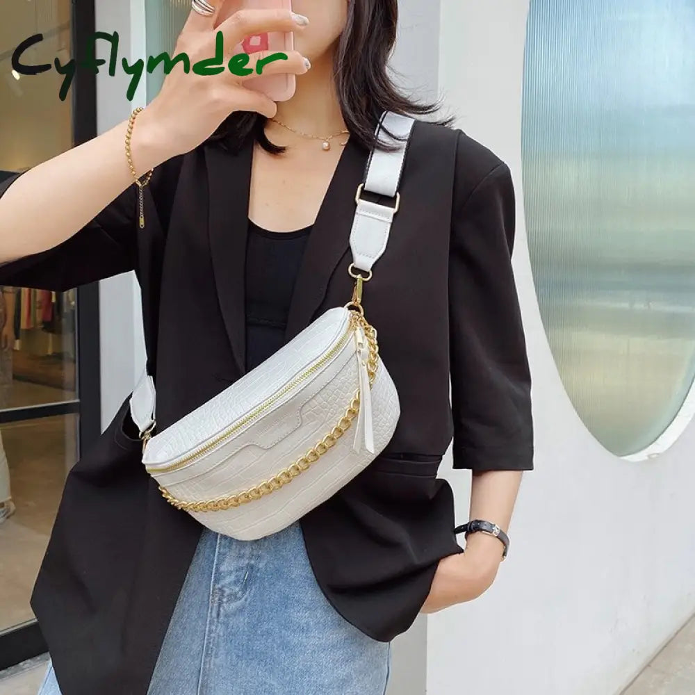 Cyflymder Retro Waist Bag Pu Leather Fanny Pack Shoulder Ladies Alligator Pattern Women Belt