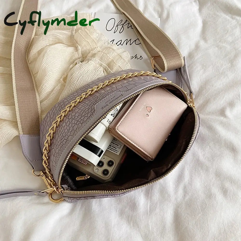 Cyflymder Retro Waist Bag Pu Leather Fanny Pack Shoulder Ladies Alligator Pattern Women Belt