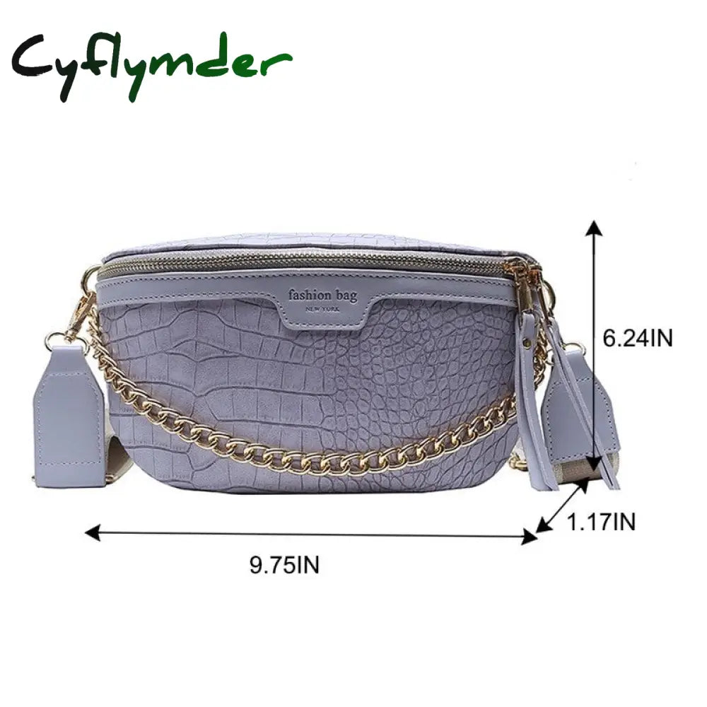 Cyflymder Retro Waist Bag Pu Leather Fanny Pack Shoulder Ladies Alligator Pattern Women Belt